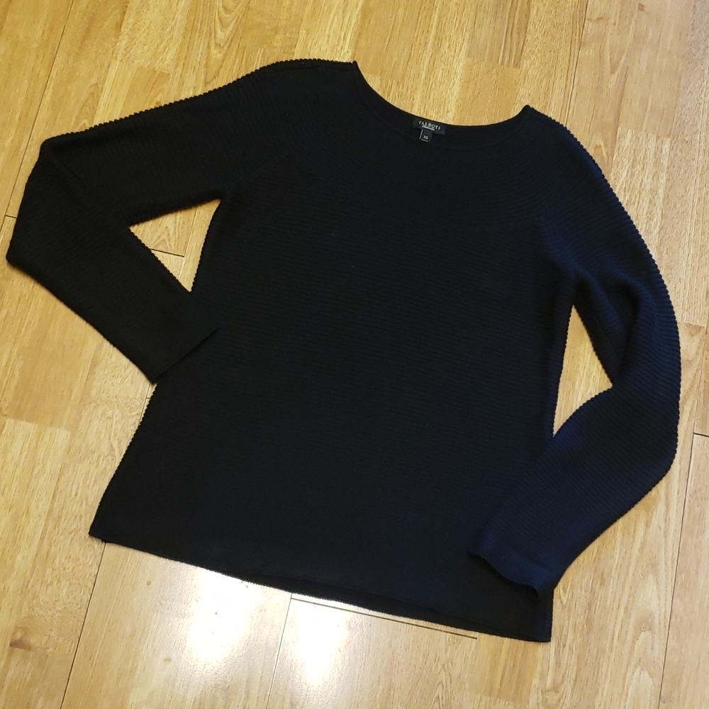 Talbots black ribbed sweater sz XS